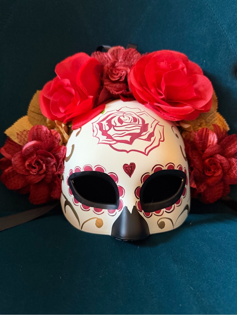 Floral Sugar Skull Masquerade Mask - Costume